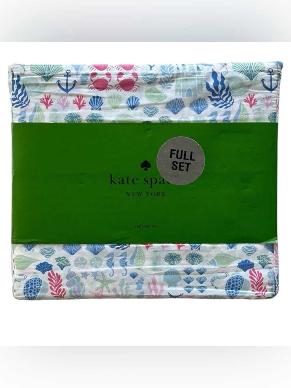 KATE SPADE 4 Piece 100% Cotton Sheet Set FULL Coastal Beach Ocean Shells Luxe